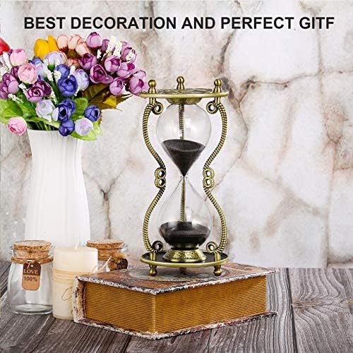 SuLiao Hourglass Sand Timer 60 Minute:Sun and Moon Engraving Brass Sand Clock, Metal White Sand Watch 60 Min,Antique Reloj De Arena 60 Minuots,Large 1 Hour Glass Sandglass for Gift Office Desk Decor