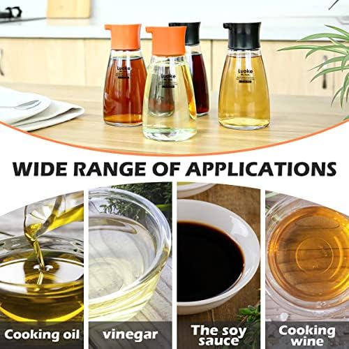 2Pcs Glass Soy Sauce Container Dispenser Leakproof Vinegar Dispenser Oil Dispensing Bottles Seasoning Bottle with Lid for Olive Oil,Soy Sauce,Syrup etc.(170ml)