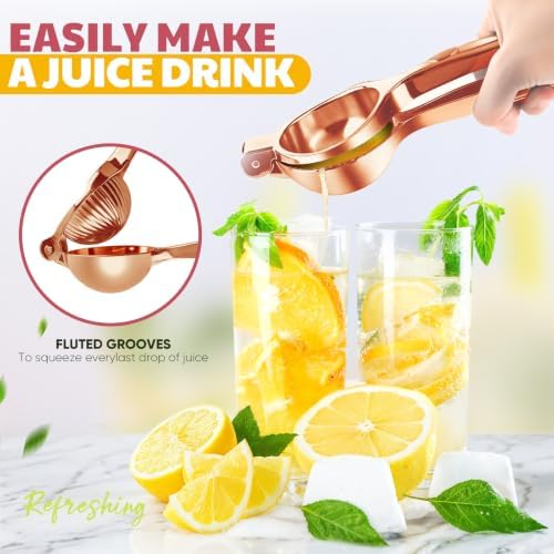 Lemon Squeezer Large, Lemon Squeezer Juicer Stainless Steel, Heavy Duty Manual Citrus Juicer Hand Press, Kitchen Tools Lime Squeezer Bar Tool, Easy to Clean Metal Lemon Hand Press