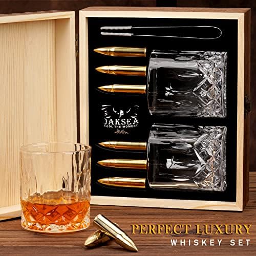 Gifts for Men Dad Husband, Father's Day Anniversary Birthday Gifts for Him Boyfriend, Reusable Stainless Steel Whiskey Stones and Whiskey Glasses Set, Cool Burbon Scotch Cocktail Set Gifts