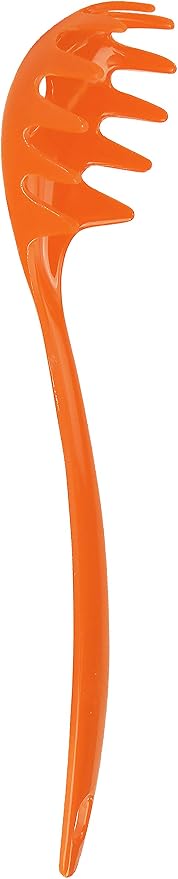 Spaghetti Spoon, Pasta Server, Fork with Ergonomic Handle, Heat Resistant, BPA Free11.5 inch Melamine Utensil by Reston Lloyd, 6 piece set, Orange
