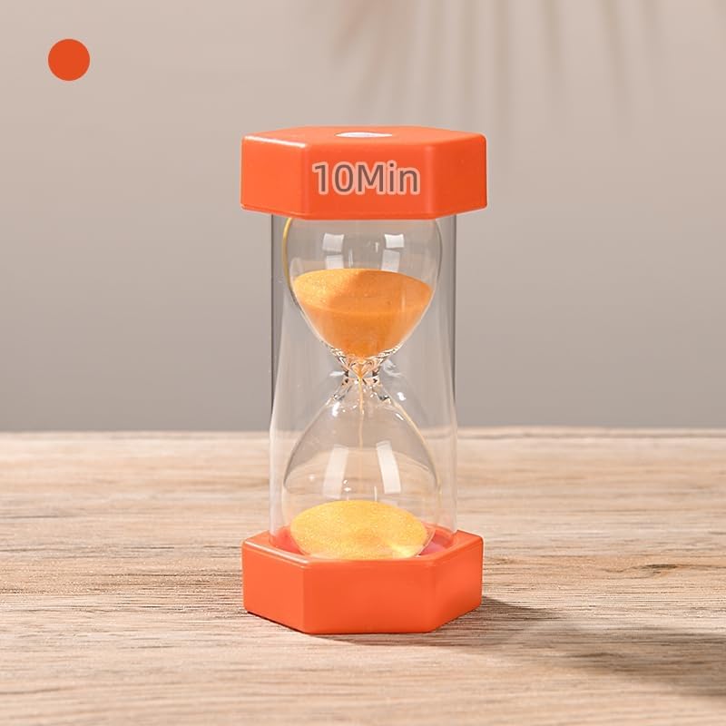 Colorful Sand Timers, Hourglass Sand Timers 10 Minutes Sandglass Timer with Protective Cover for Toothbrush Timer Games Classroom Home Office Cooking(Orange+10Min)…