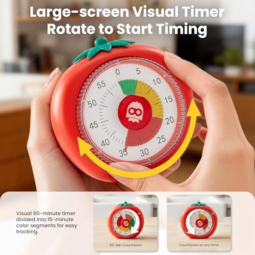 Magnetic Visual Timer, 60-Minute Countdown for Kitchen Classroom Homework
