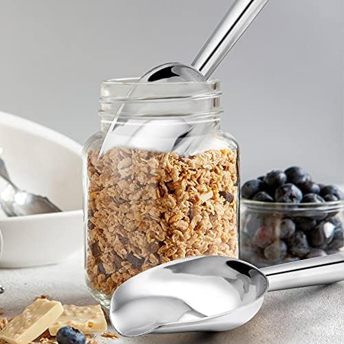 TeamFar Mini Scoop Set of 2, 3 Oz Small Ice Canister Candy Scoops - Silver