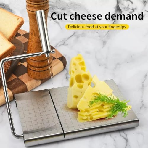 Stainless Steel Cheese Cutting Board With Wire Cheese Slicer Cutter