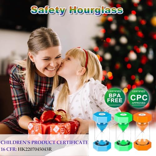 SuLiao Sand Timers 1m/2m/3m/5m/10 Minute,Plastic Hourglass Sand Timer for Kids,Colorful Large Hour Glass Clock,Visual Sandglass Set for Classroom Games Kitchen Office Desk(Pack of 5)