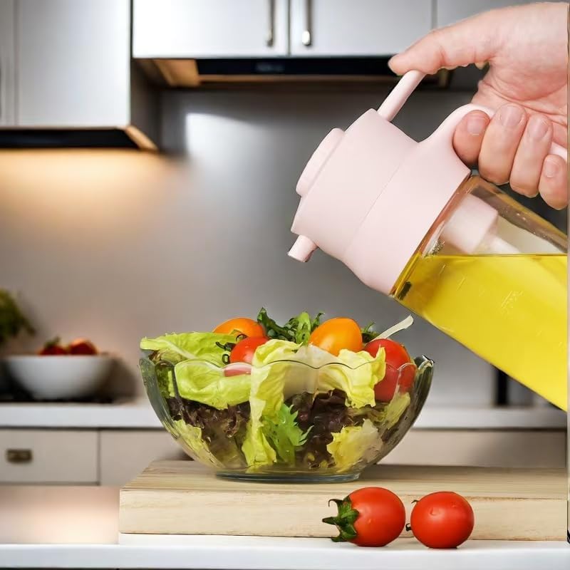 Oil Dispenser,Glass Oil Bottle,Suitable For Olive Oil and Vinegar,500ML,17 Ounces Capacity,Intelligent Quantification Olive Oil Dispenser,Non-drip Nozzle Design,Easy To Replenish and Clean
