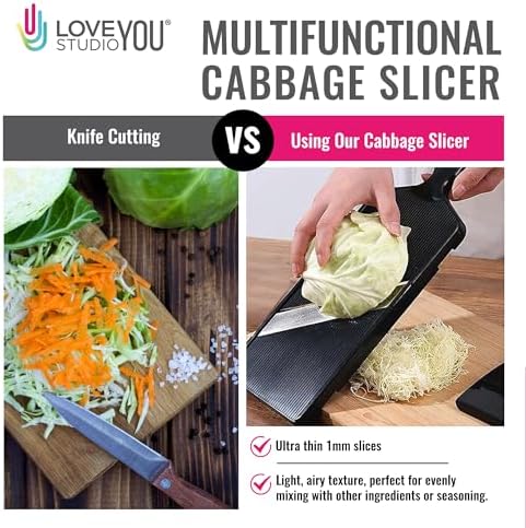 Cabbage Slicer Ultra-Thin 0.04 in Julienne Cutter for Sauerkraut & Coleslaw
