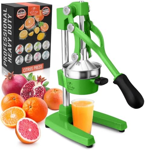 Zulay Kitchen Cast Iron Juicer - Heavy Duty Orange Juicer with Detachable Strainers for Easy Cleaning, Citrus Press for Citrus Fruits, Perfect for Bartenders, Juice Lovers & Health Enthusiasts