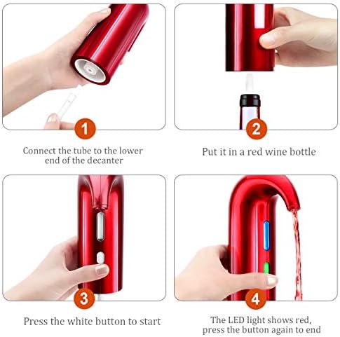 Electric Wine Aerator, Wine Dispenser, Aeration and Decanter Wine Pourer, Red White Wine Accessories Best Wine Gifts -Red