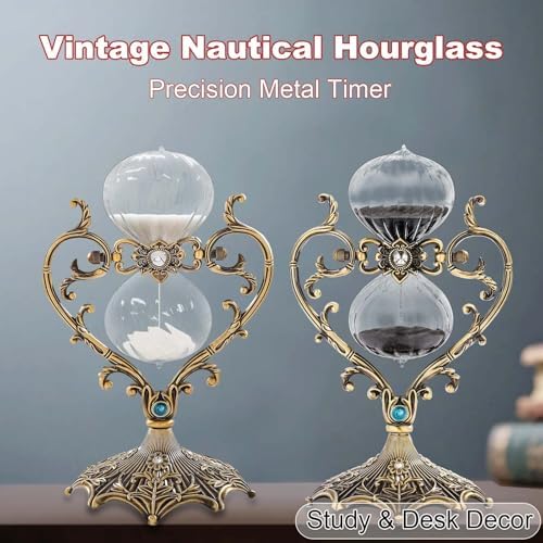 Hourglass Clock Sand Timer, Love Style Metal Hour Glass 30 Minute for Decor