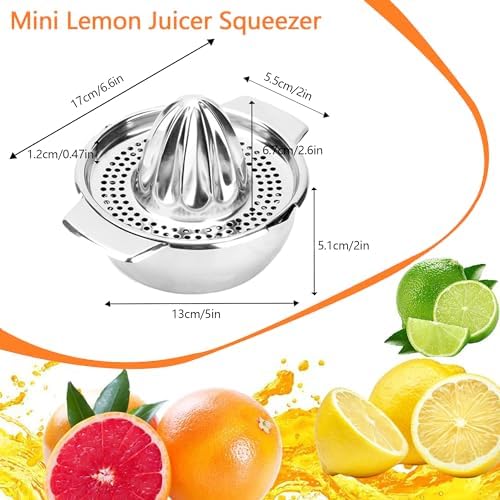 Orange Juicer Squeezer : Small Manual Lemon Squeezer for Home Use,Mini Orange Citrus Juicer with Fruit Pulp Filter Screen and Stainless Steel Bowl