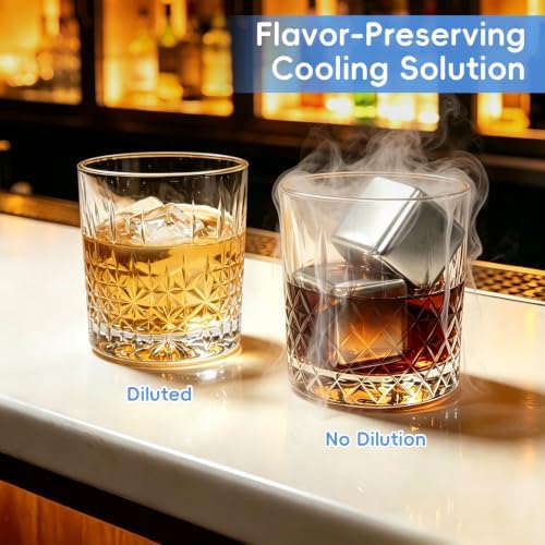 Whiskey Stones Set - Reusable Metal Ice Cubes for Drinks Ice Balls