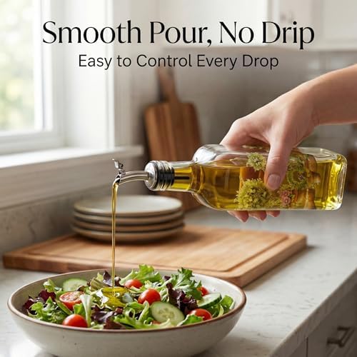 Olive Oil Dispenser 2 Pack 9oz, Drip-Free Stainless Steel Spout