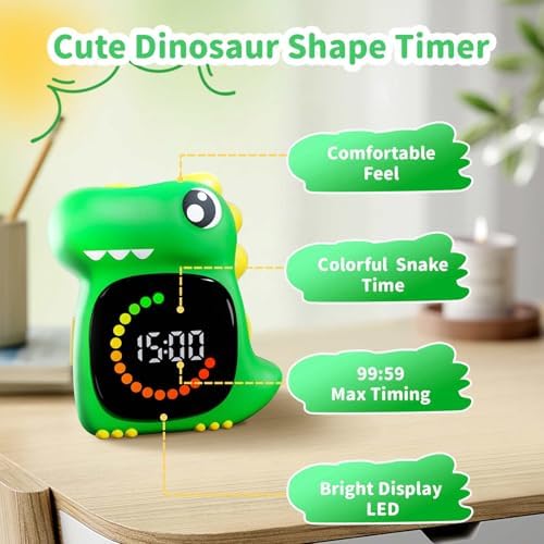 Visual Timer for Kids, Green Dino Kid Timer Clock Potty Training