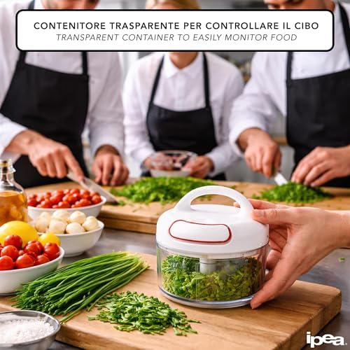 IPEA Manual Multifunctional Onion Chopper - Stainless Steel Blades + Handle - Mini Vegetable Cutter for Cutting and Chopping Garlic, Onions, Vegetables, Herbs