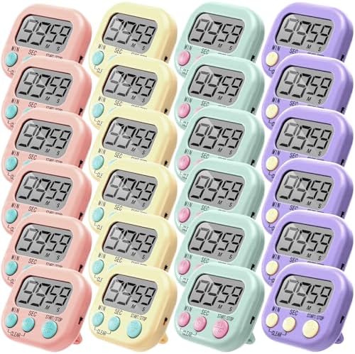 Weewooday 24 Pcs Digital Kitchen Timer Bulk, Macaron Colors