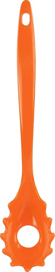 Spaghetti Spoon, Pasta Server, Fork with Ergonomic Handle, Heat Resistant, BPA Free,11.5 inch Melamine Utensil by Reston Lloyd, Orange