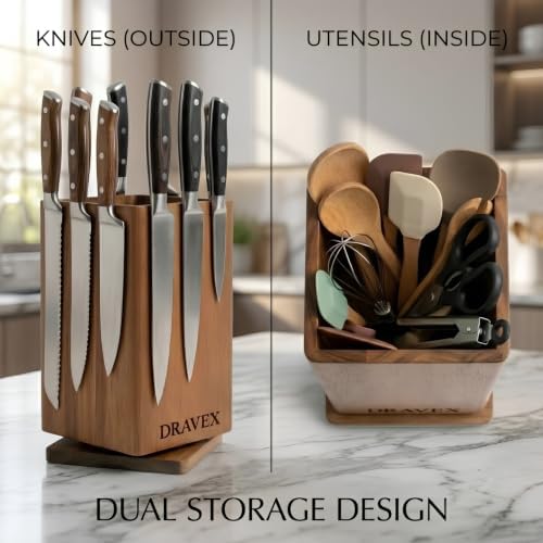 DRAVEX Ultra Premium Magnetic Knife Block without Knives for Counter Top