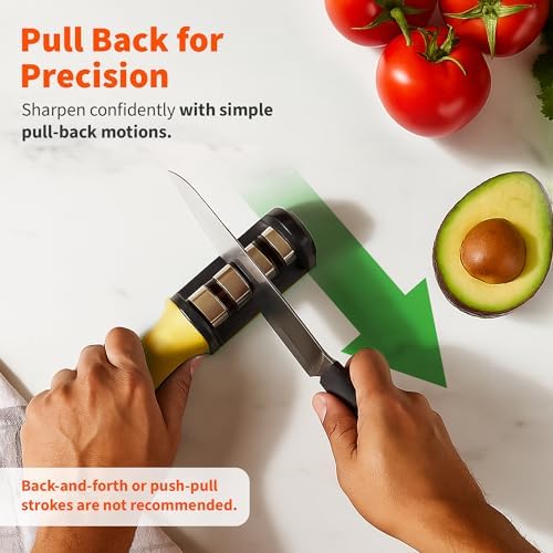 IMUSA Kitchen Knife Sharpener, Manual, Coarse to Fine, Non-Slip Base