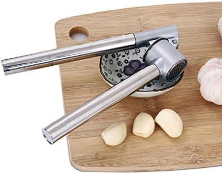 Stainless Steel Garlic Press Extended Handle Heavy Duty Garlic Mincer and Crusher Manual Kitchen Tool