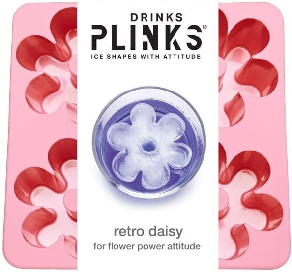 DRINKSPLINKS Retro Daisy Ice Cube Tray. Large Flower Ice Cube Molds.
