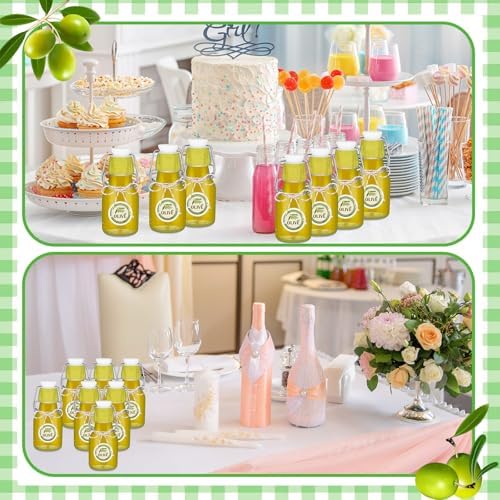 Queekay 20 Pack Mini Swing Top Glass Bottles with Labels