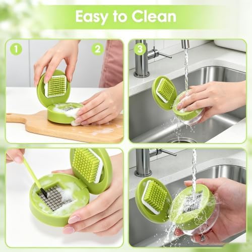 Mini Manual Garlic Twister and Crusher, Handheld Mini Garlic Chopper and Press with Container, Garlic Chopper Dicer Slicer with Stainless Steel Blades，2