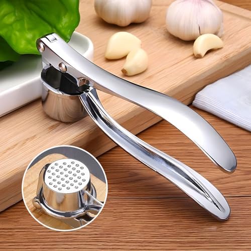 Manual Garlic Press Kitchen Large Garlic Peeler Garlic Muddler Household Garlic Pounder Garlic Press Garlic Peeler for Fine and Coarse Mince Garlic Press,Garlic Mincer, Garlic Crusher (B)