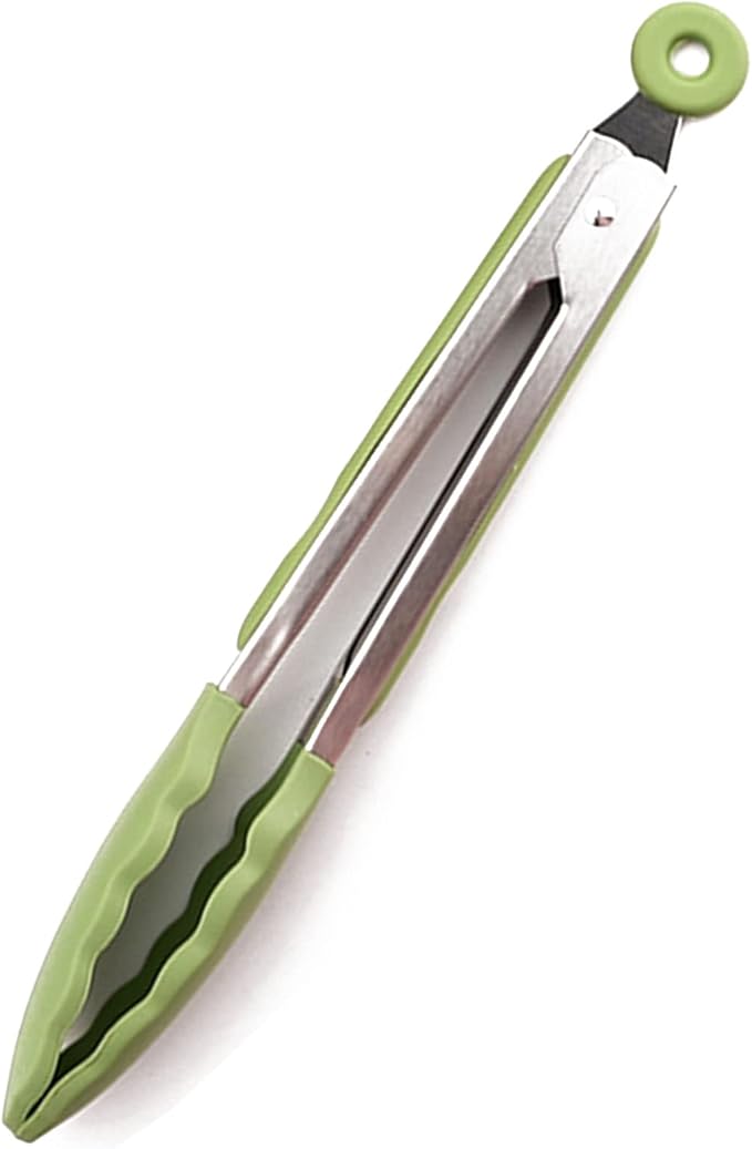 1pcs Avocado Green Silicone Cooking Utensils Heat Resistant Silicone Tong for Salad BBQ Serving Buffet Frying Tongs