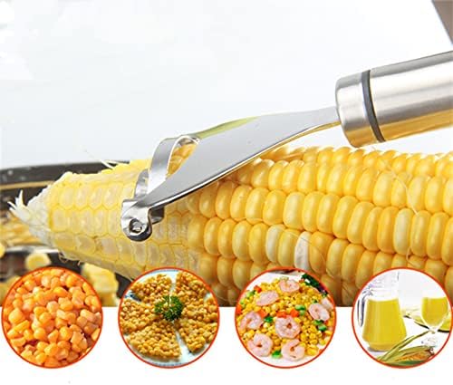 2 Pcs Stainless Steel Corn Peeler,Corn on the Cob Remover Tool,Corn Stripper Corn Sheller Kitchen Tools with Ergonomic Handle, Silver, 6.5X18CM (A169)