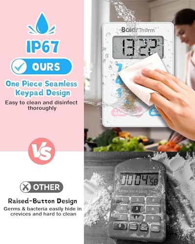 Digital Kitchen Timer, Waterproof Magnetic Countdown Timer with Alarm(Cute)