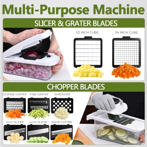 Multifunctional Vegetable Chopper & Mandoline Slicer with Spiralizer