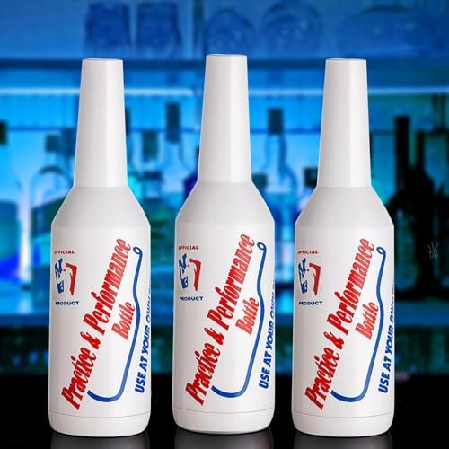 SuproBarware Flair Bottles Practice Set of 3 Bartender Practice Bottle 25oz/750ml Flair Bartending Kit Performance Training Bar Liquor White Decorative Shaker for Bar Pub Wine Cocktail