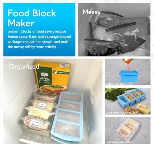 ZIP STANDING Silicone Freezer Trays with Lid,1-cup Soup Freezer Container large Ice Cube Molds with Reinforced Steel Ring Top for freezing Soup Sauce Broth Leftovers oven Dishwasher -Safe(3-Pack)