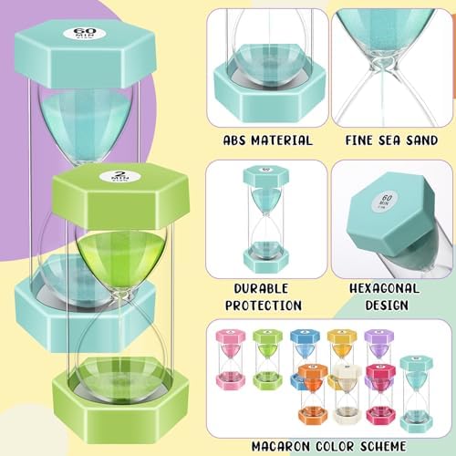 Yunsailing 9 Packs Sand Timer Hourglass 1-60 Minutes Visual, Macaron Colors