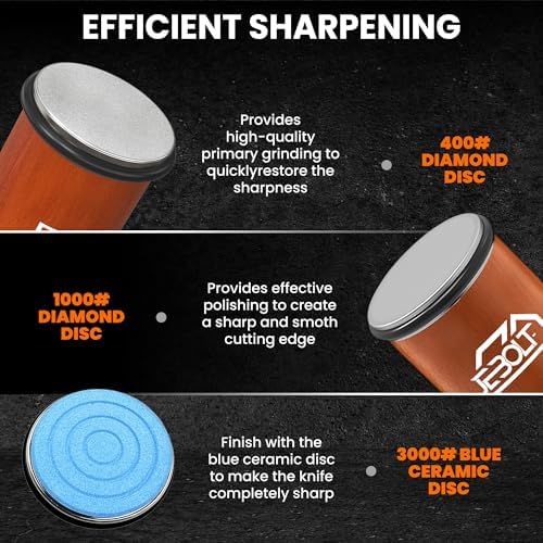 Rolling Knife Sharpener, Rolling Knife Sharpener kit with 2 diamond and blue ceramic for Steel, Knife sharpener roller with 15 & 20 degree Magnetic Angle for Kitchen Knives