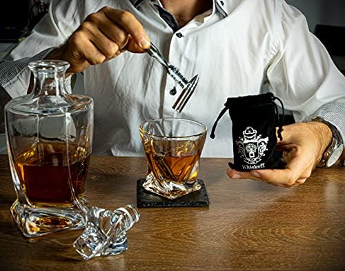Whiskey Stones Gift Set for Men - Stainless Steel Ice Cubes Set - Whiskey Ice Cubes with Revolver Freeze Base - Reusable Stones Ice Cube Rocks Whisky Christmas Birthday Gifts for Men, Dad, Husband
