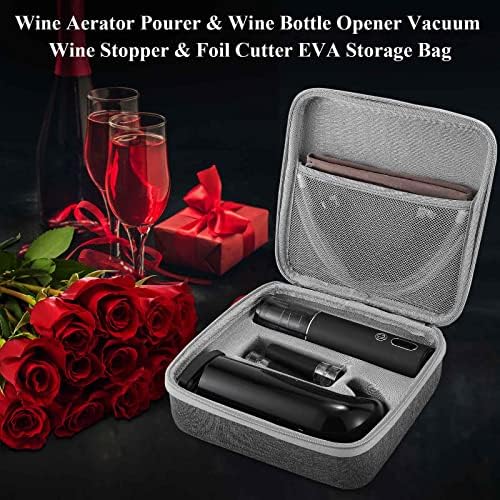 Wine Bottle Opener Christmas Day Gift Set with Electric Wine Opener, Wine Decanter&Wine Aerator and Pourer, wine stopper, Foil Cutter and EVA Storage Bag, Rechargeable and Automatic-(Christmas Red)
