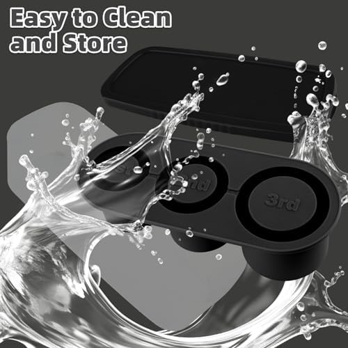 Fu Store Ice Cube Tray for Tumbler Cup 30-40 oz, 3pcs Silicone Ice Cube Molds With Lid and Bin for Chilling Cocktails Whiskey Drinks Juice Coffee Easy Fill and Release Ice Maker (Black, 40 oz)