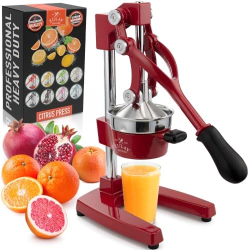 Zulay Kitchen Cast Iron Juicer - Heavy Duty Orange Juicer with Detachable Strainers for Easy Cleaning, Citrus Press for Citrus Fruits, Perfect for Bartenders, Juice Lovers & Health Enthusiasts