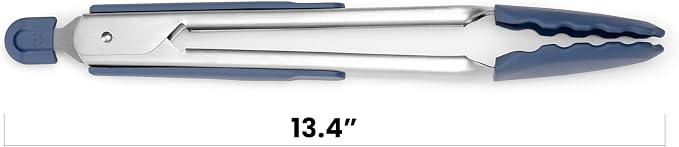 Misen Kitchen Tongs - Dishwasher Safe, Heavy Duty - Precision Silicone-Tipped Grilling Tool - Heat Resistant, Nonstick Safe - Perfect for Serving and Air Frying- 13 Inch | Gray