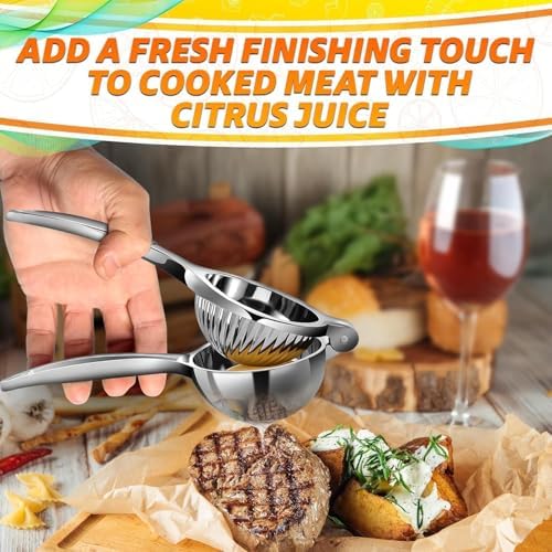 Stainless Steel Lemon Squeezer, 8.3 Inch Manual Hand Juicer (Silver)