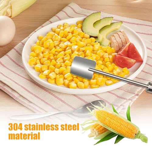 Corn Peeler for Corn on The Cob Stripper Tool, 2025 New Long Handle Stainless Steel Corn Stripper Tool, Quick Corn Kernel Remover Tools for Kitchen Use (2PC)