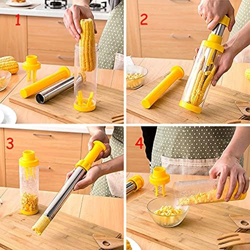 Safer Corn Thresher,Quick Corn Stripper,Stainless Steel Corn Cob Remover Cutter Corn Peeler,Removing Fresh Corn Kernels Tool,Manual Corn Threshing No Splatters,Practical Kitchen Gadgets,10.5 inch