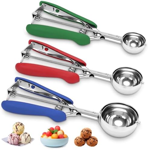 Color-Coded Cookie Scoop Set with Engraved Sizes,3 Sizes for Baking