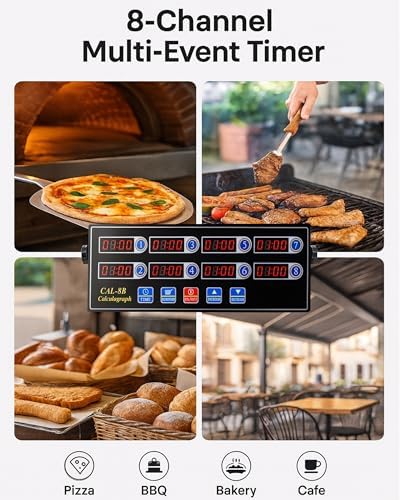 Commercial 8 Channels Digital Kitchen Timer, Calculagraph Fry Timer