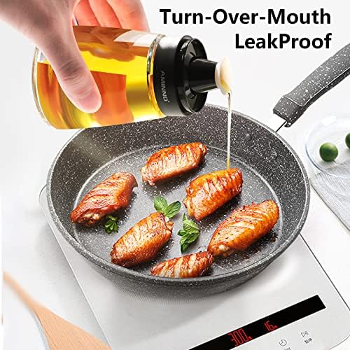 5.5oz Oil and Vinegar Cruets 2 Pack Glass Oil Dispenser Bottles for Cooking Leakproof and Drip Free Spouts
