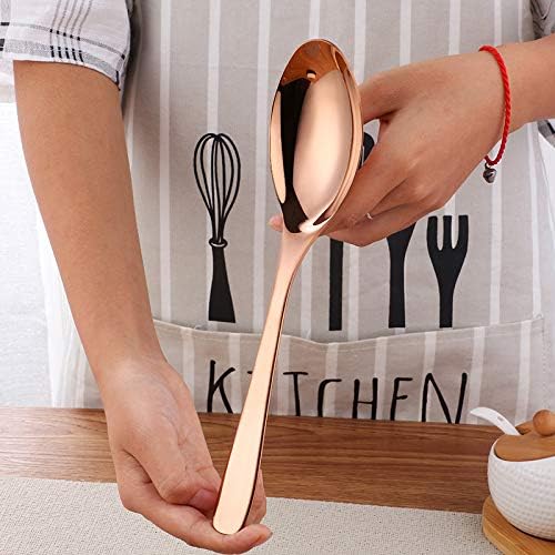 Salad Spoon Fork Serving Set of 3, Baikai 10 inch Heavy Duty Stainless Steel Polished Servers Spoon, Fork, Slotted Spoons(Rose Gold)