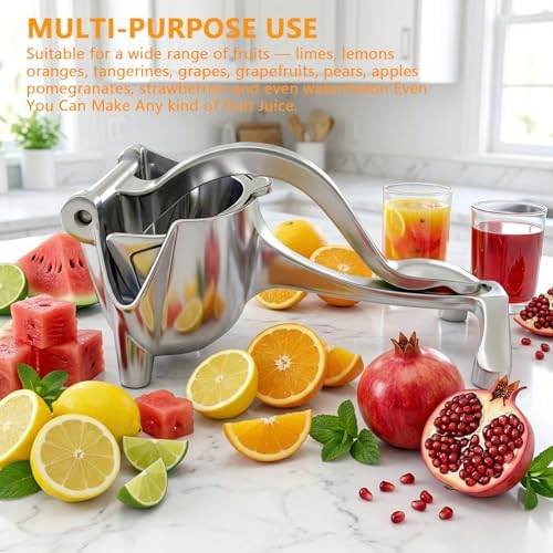 Manual Juicer and Lemon Squeezer, Heavy Duty 0.6L Aluminum Citrus Juicer - Orange Press, Easy Clean Handheld Juice Extractor for Grapefruit, Pomegranate